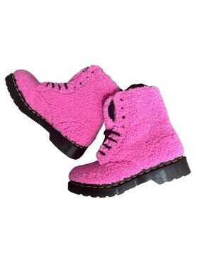Dr. Martens 1460 Pascal Lux Borg Fuzzy Pink Boots NIB Women's 6